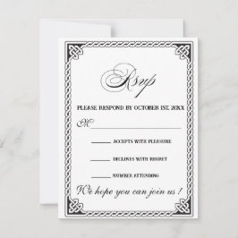 Celtic Frame Wedding RSVP Card Karte