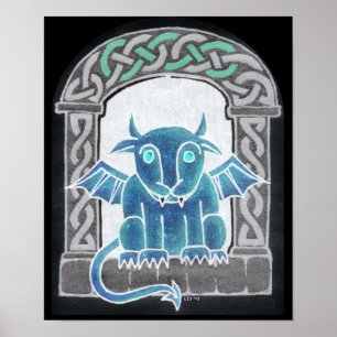 Celtic Gargoyle Negativdruck Poster