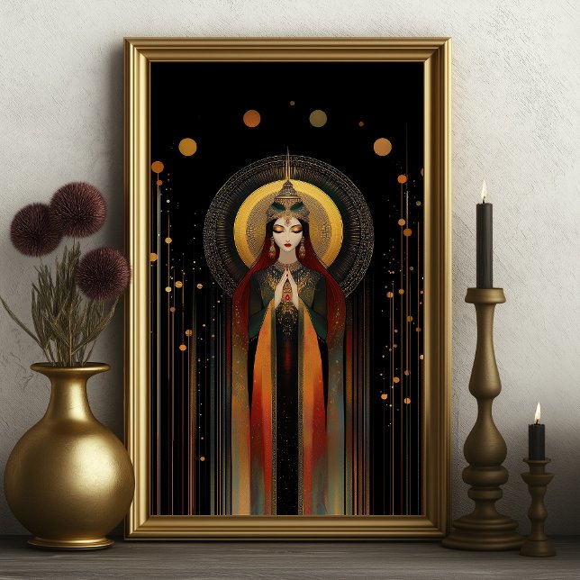 Celtic Goddess Brigid Rainbow Gold Schwarze Kunst Poster (Von Creator hochgeladen)