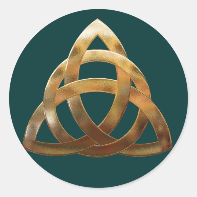 Celtic Gold Trinity Knot Runder Aufkleber (Vorderseite)