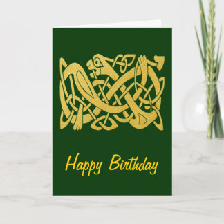 Celtic Golden Snake auf der dunkelgrünen Geburtsta Karte