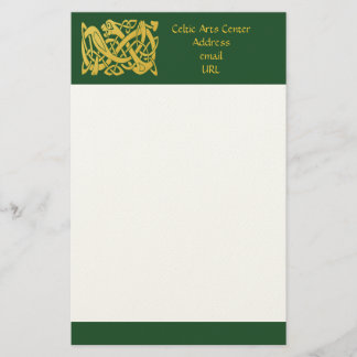 Celtic Golden Snake über Dunkles Grünes Schriftbuc Briefpapier