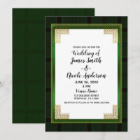 Celtic Green Gold Kariert Tartan White Irish Weddi
