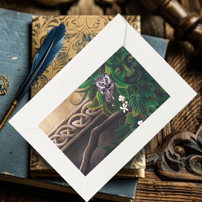 Celtic Green Man Owl Rechteckiger Aufkleber (Von Creator hochgeladen)