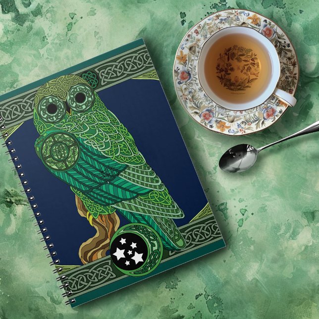 Celtic Green Owl Notizblock (Von Creator hochgeladen)