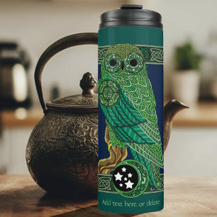 Celtic Green Owl Thermosbecher
