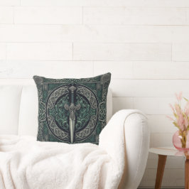 Celtic Green und Silver Sword Kissen
