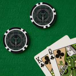 Celtic Green und Silver Sword Pokerchips