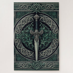 Celtic Green und Silver Sword Puzzle