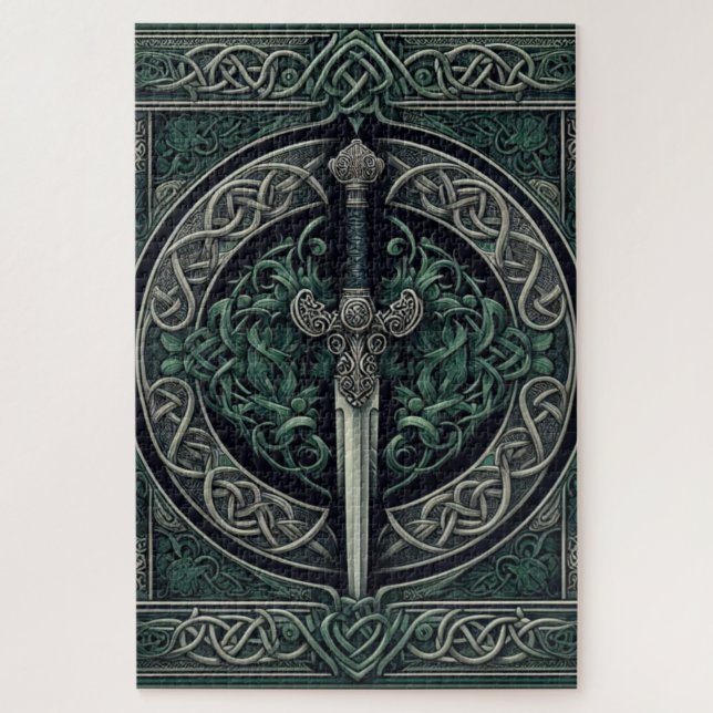 Celtic Green und Silver Sword Puzzle (Vertikal)