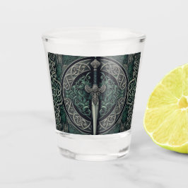 Celtic Green und Silver Sword Schnapsglas