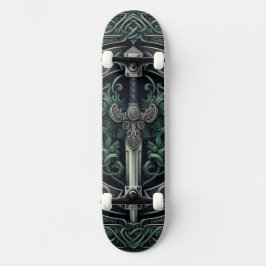 Celtic Green und Silver Sword Skateboard