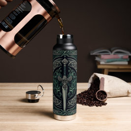 Celtic Green und Silver Sword Trinkflasche