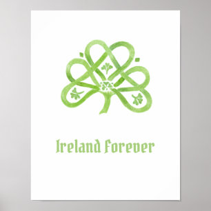 Celtic Green Watercolor-Kleeblatt Poster