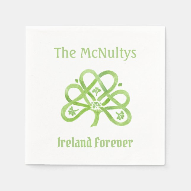 Celtic Green Watercolor-Kleeblatt Serviette (Vorderseite)