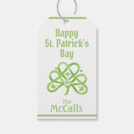 Celtic Green Watercolor Shamrock NAME St Patricks Geschenkanhänger