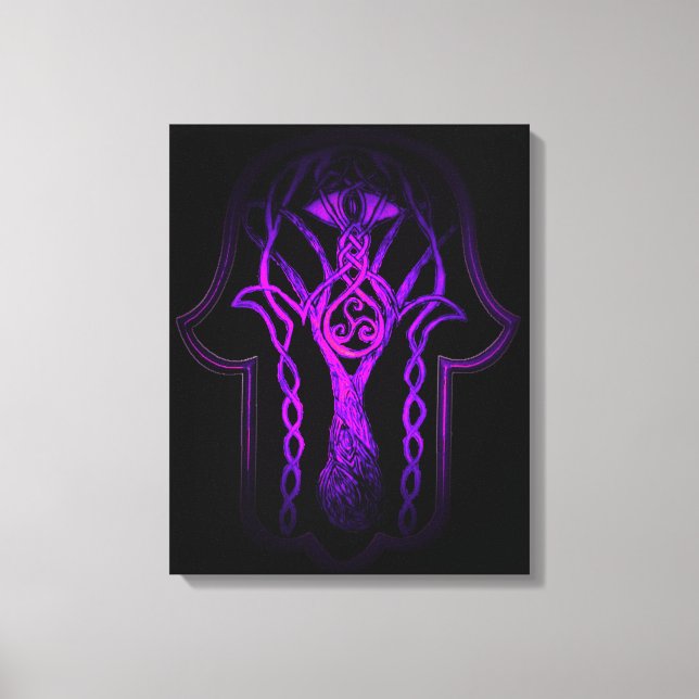 Celtic Hamsa Hand (Lila) Leinwanddruck (Vorderseite)