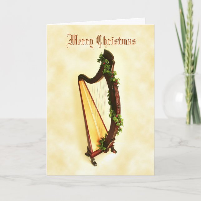 Celtic Harp Weihnachtskarte Feiertagskarte (Vorderseite)