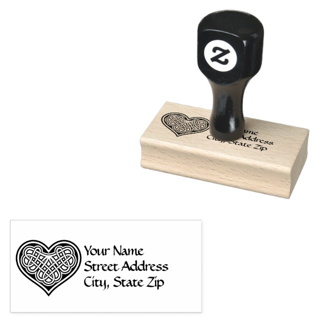 Celtic Heart Design Address Gummistempel (Stempel)