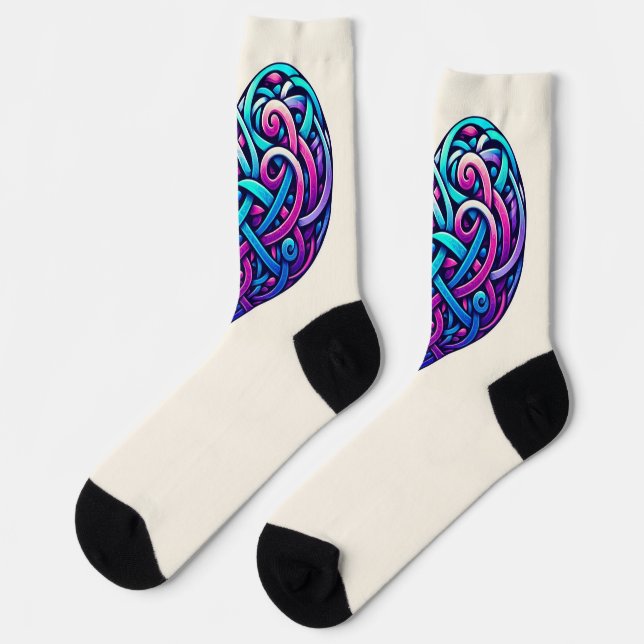 Celtic Heart mit Cream Background Socken (Linkes Detail)