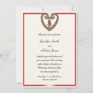 Celtic Heart mit einer Rote Rose Hochzeit Einladun Einladung