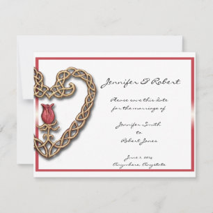 Celtic Heart mit einer Rote Rose Save the Date