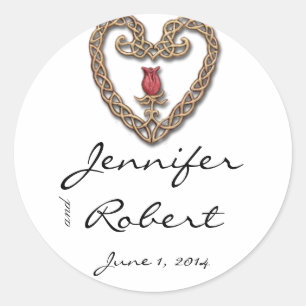 Celtic Heart mit Rote Rose Umschlag Aufkleber