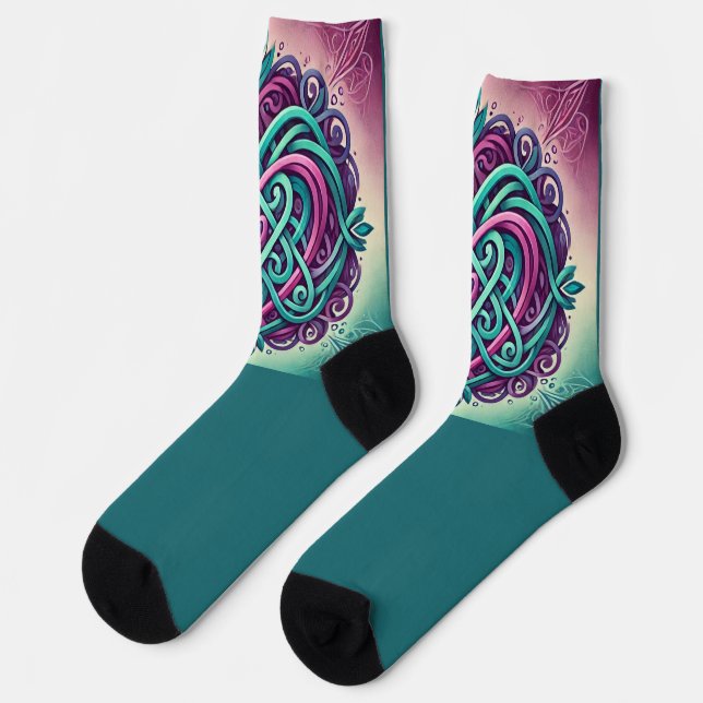 Celtic Heart w/Aquamarin Socken (Linkes Detail)
