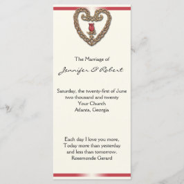 Celtic Heart with rote Rose Wedding Program Programm