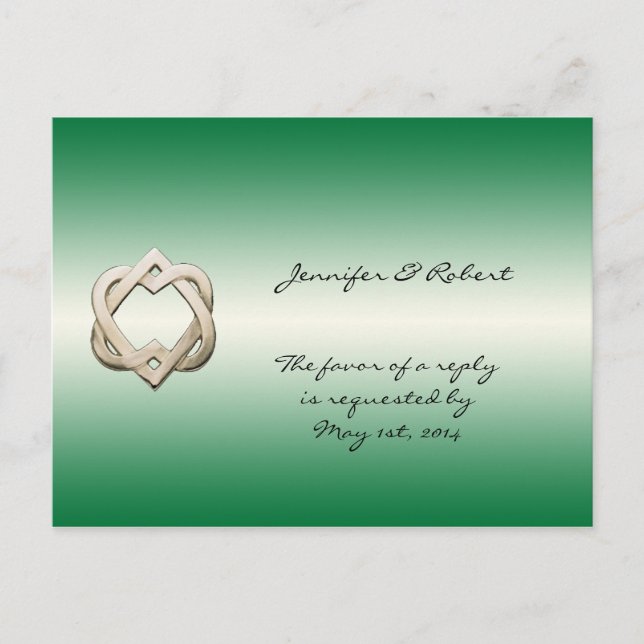 Celtic Hearts on Green Gradient UAWG Postcard Einladungspostkarte (Vorderseite)