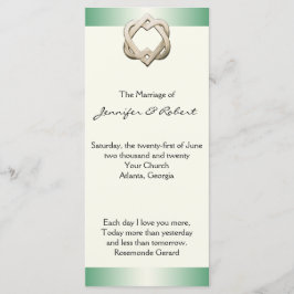 Celtic Hearts on Green Gradient Wedding Program Programm