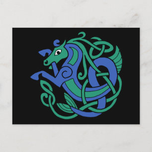Celtic Hippocampus Sea-Pferd Postkarte
