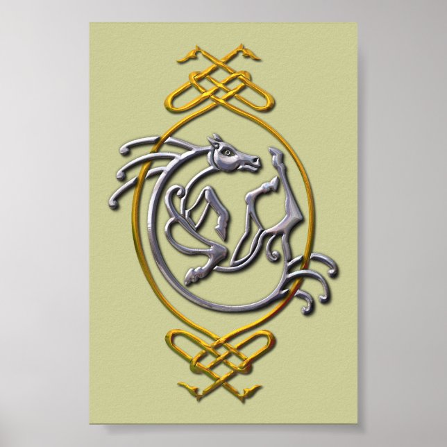 Celtic Horse Knüpfarbeit - Silver & Gold Poster (Vorne)