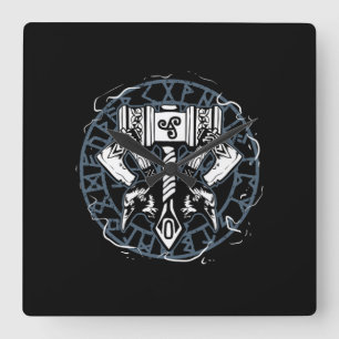 Celtic Huginn And Muninn Raven Viking Quadratische Wanduhr