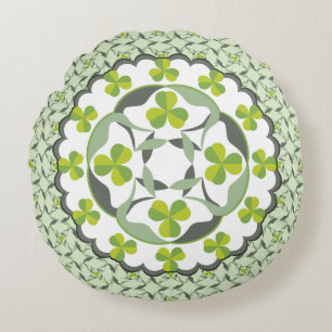 Celtic Inspiriert Kleeblatt Green Clover Muster Rundes Kissen