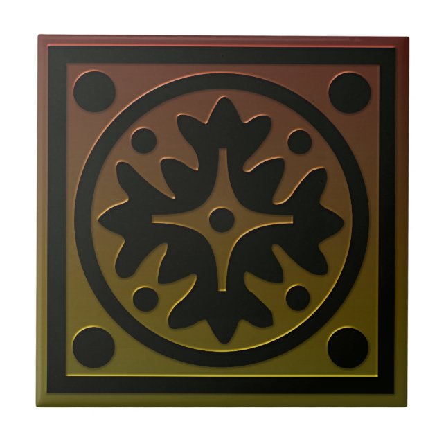 Celtic Inspiriert Tile # 1 in Bronze und Grün Fliese (Vorderseite)