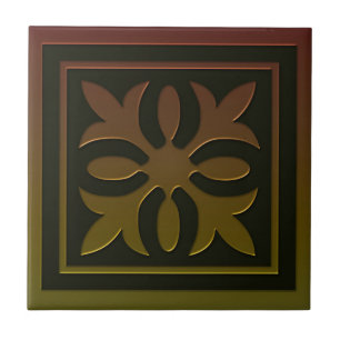 Celtic Inspiriert Tile # 2 in Bronze und Grün Fliese