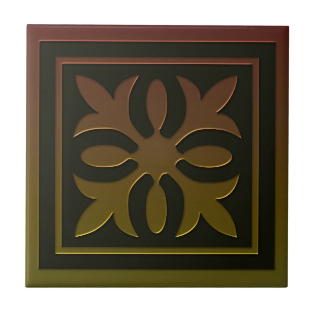 Celtic Inspiriert Tile # 2 in Bronze und Grün Fliese (Vorderseite)