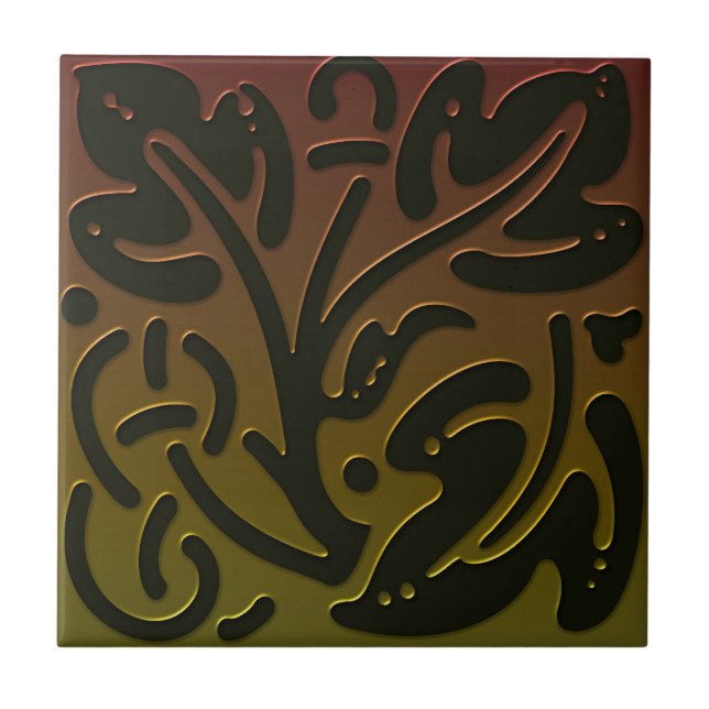 Celtic Inspiriert Tile # 3 in Bronze und Grün Fliese (Vorderseite)