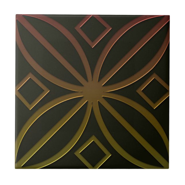 Celtic Inspiriert Tile # 4 in Bronze und Grün Fliese (Vorderseite)