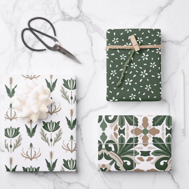 Celtic IRISH Blume, grün, braun Geschenkpapier Set (Vorderseite)