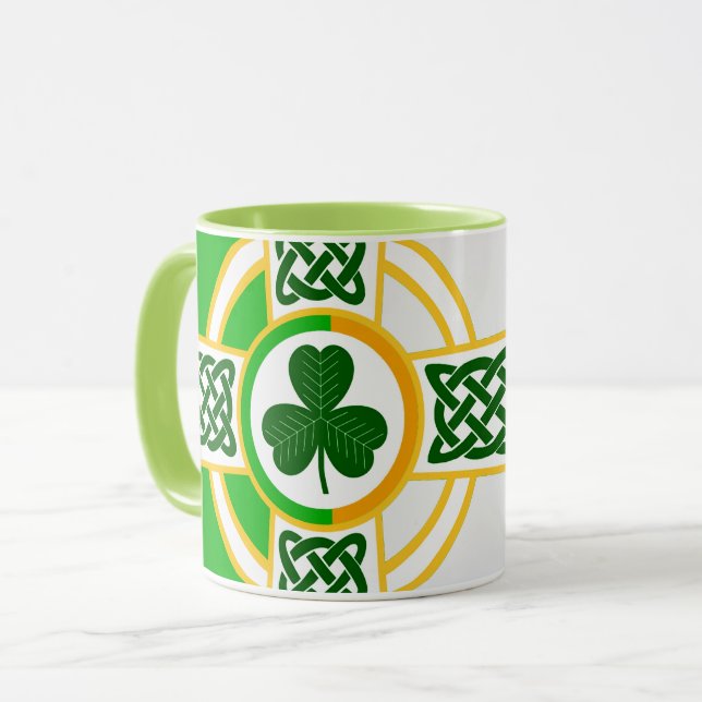 Celtic Irish Flag Design Zwei Töne Tasse (Vorderseite Links)