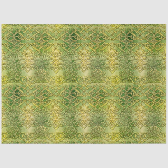 Celtic Irish Green and Gold Verziert Patches 1 Seidenpapier (Vorderseite)