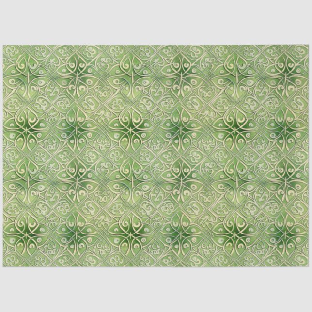 Celtic Irish Green and Gold Verziert Patches 5 Seidenpapier (Vorderseite)