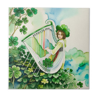 Celtic Irish Harp Art Tile Fliese