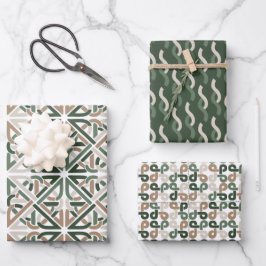 Celtic IRISH Knoten grünbraunes Beige Geschenkpapier Set