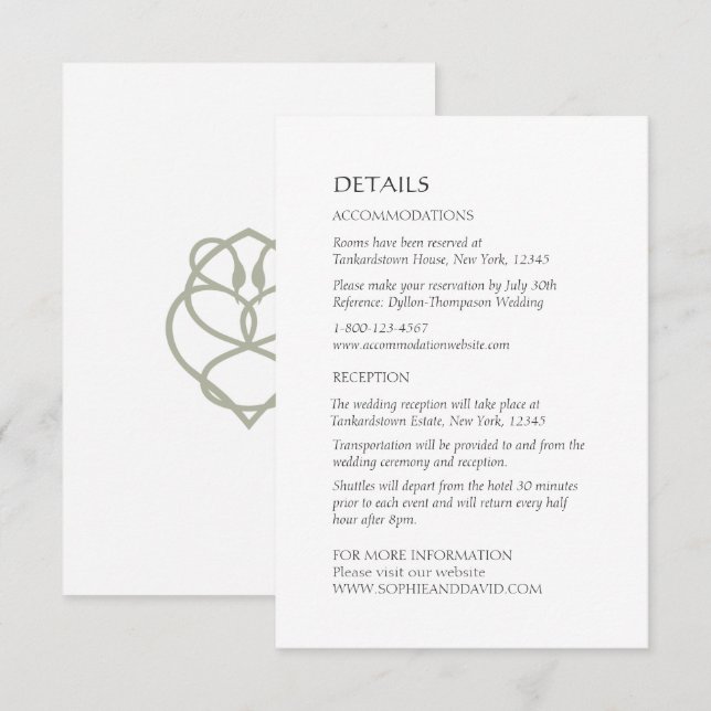 Celtic Irish Swan Liebe Knot Wedding Details Begleitkarte (Vorne/Hinten)