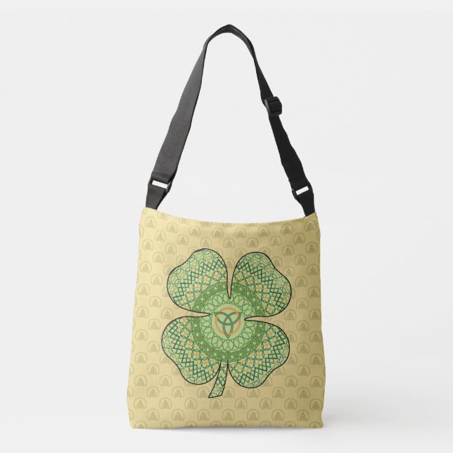 Celtic Kleeblatt All-Over-Print Bag Tragetaschen Mit Langen Trägern (Vorderseite)