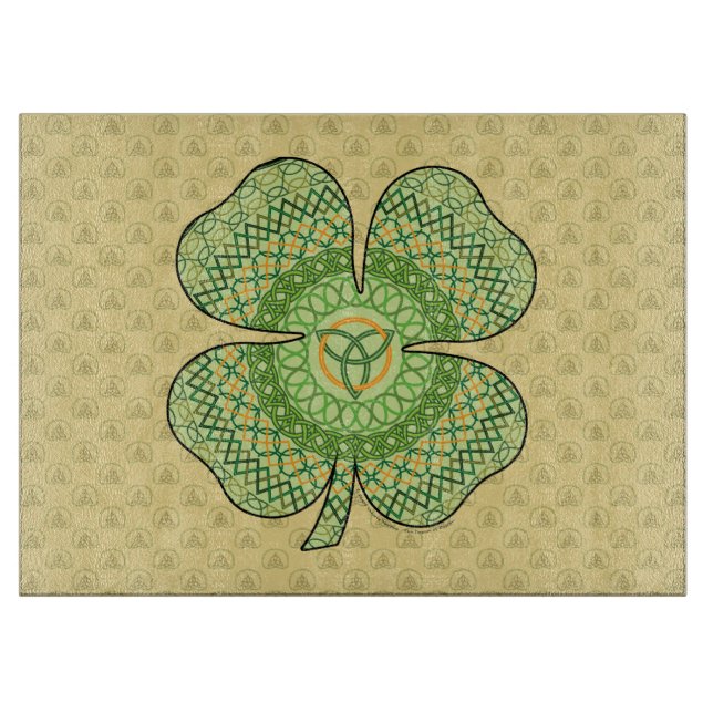 Celtic Kleeblatt Glass Cutting Board Schneidebrett (Vorderseite)