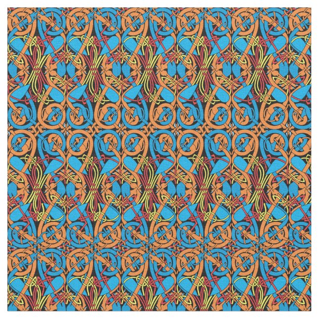 Celtic Knot Animals Lindisfarne Muster Stoff (Nahaufnahme)